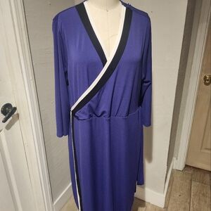 Bold elements navy blue wrap dress size xxl 3/4 sleeves